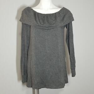 NWT Go Couture Grey Popover Off-the-Shoulder Sweater Size Large